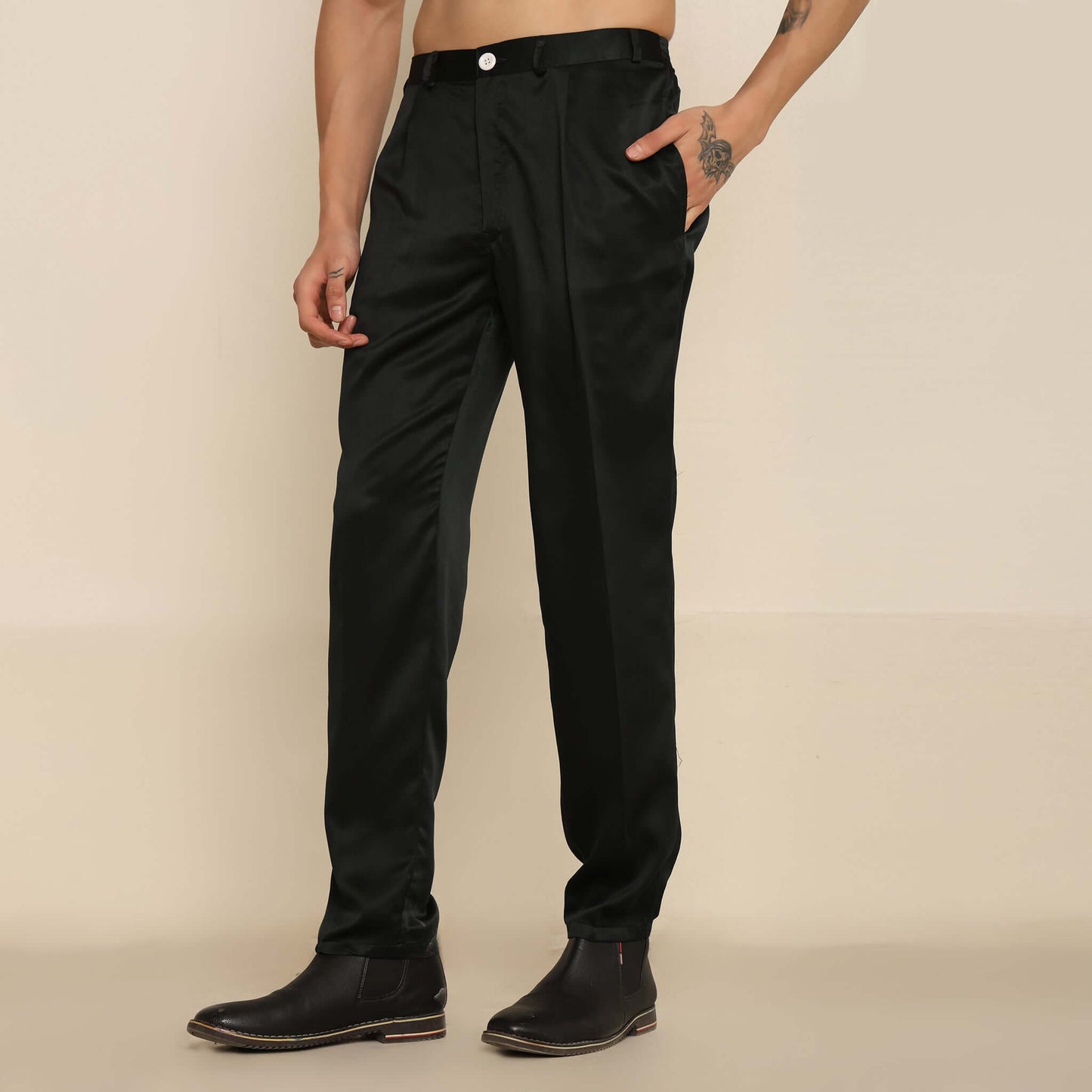 Black Sequence Embroidered Kurta Koti Set for Men