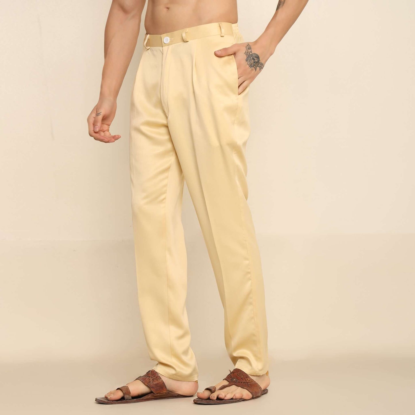 Fawn Embroidered Sequins Kurta Koti Set for Men