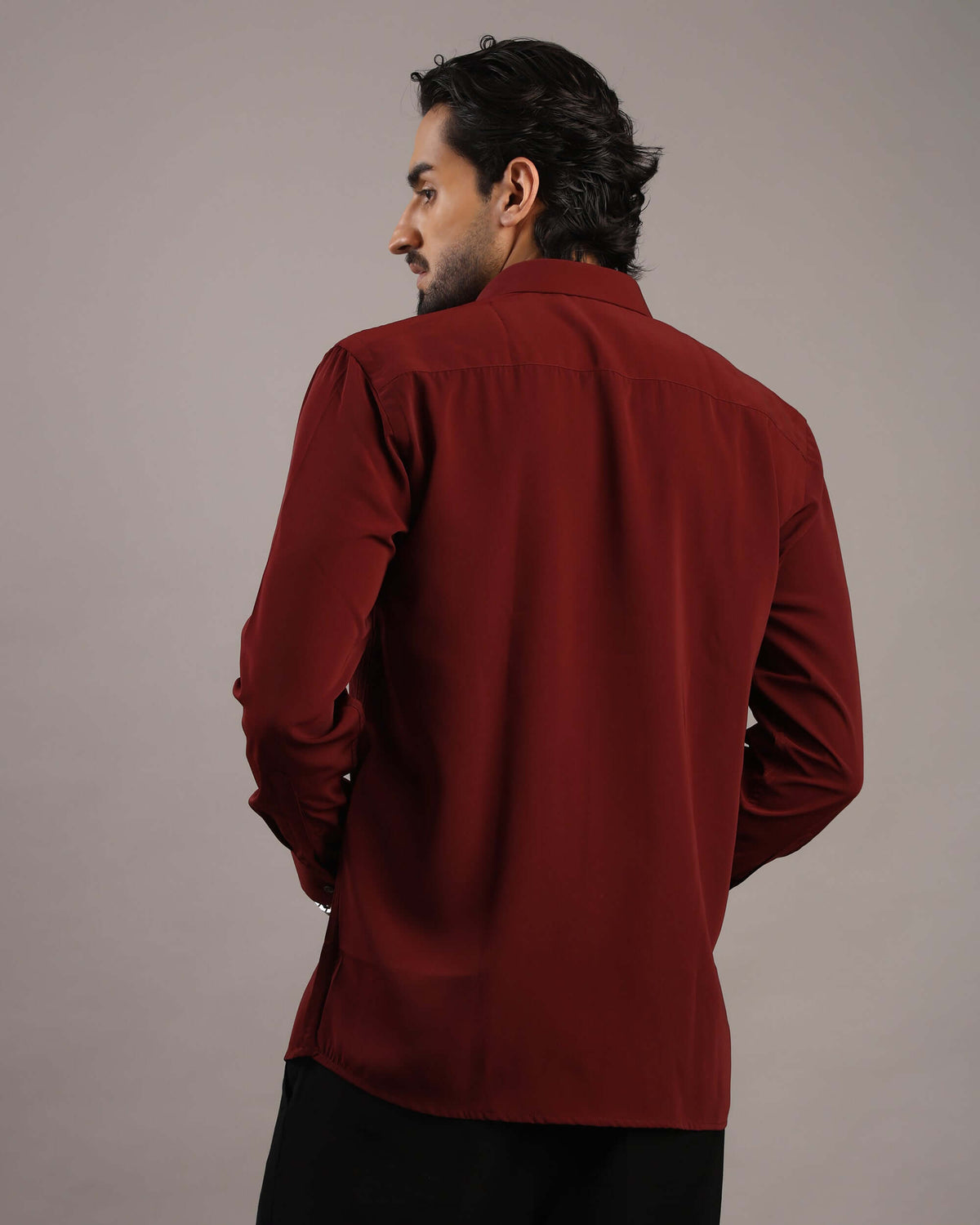 Men’s Wine Red Solid Korean Party Wear Shirt | Crease India
