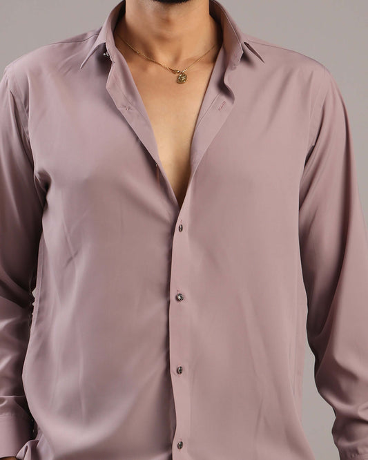 Men’s Dusty Pink Solid Korean Party Wear Shirt | Crease India