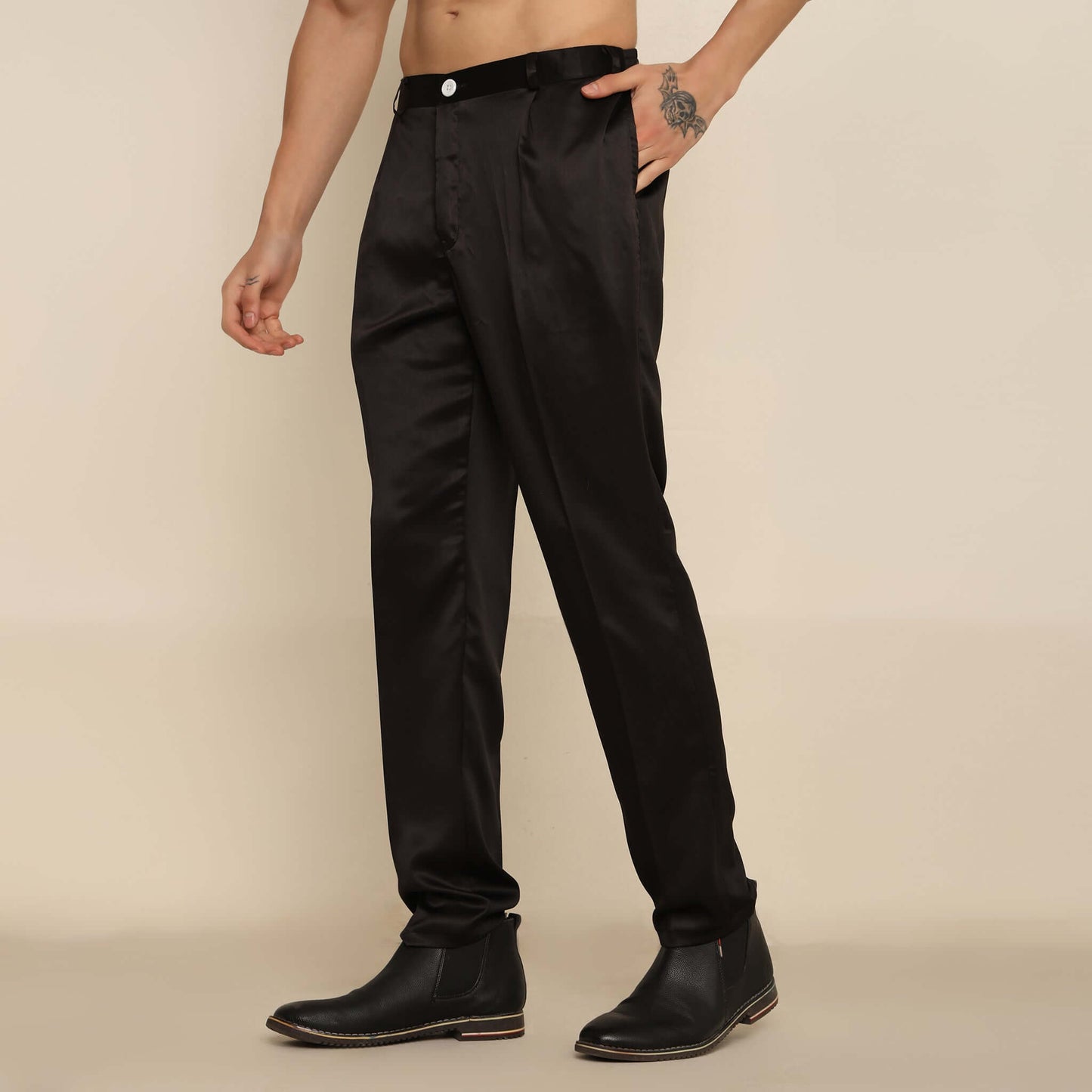 Black Sequence Chikan Embroidered Kurta Koti Set for Men