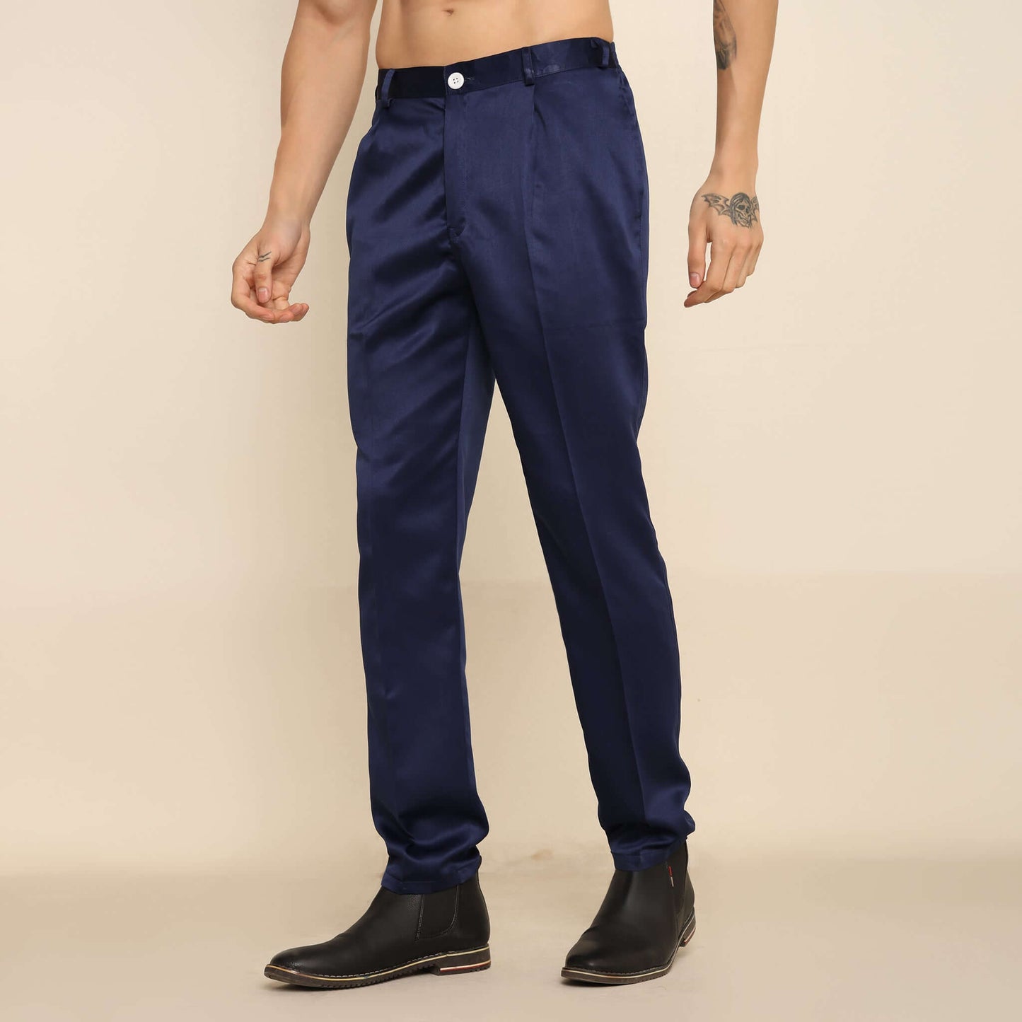 Blue Sequence Chikan Embroidered Kurta Koti Set for Men