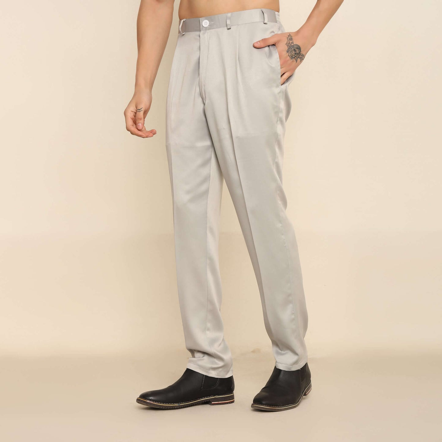 Silver Circular Embroidered Sequins Kurta Koti Set for Men