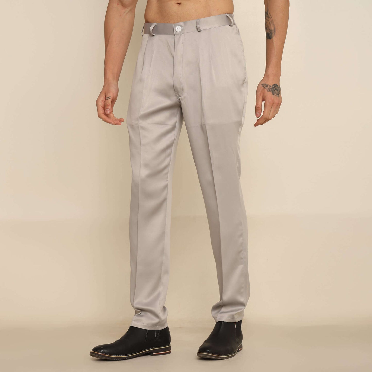 Silver Sequence Geo Embroidered Kurta Koti Set for Men