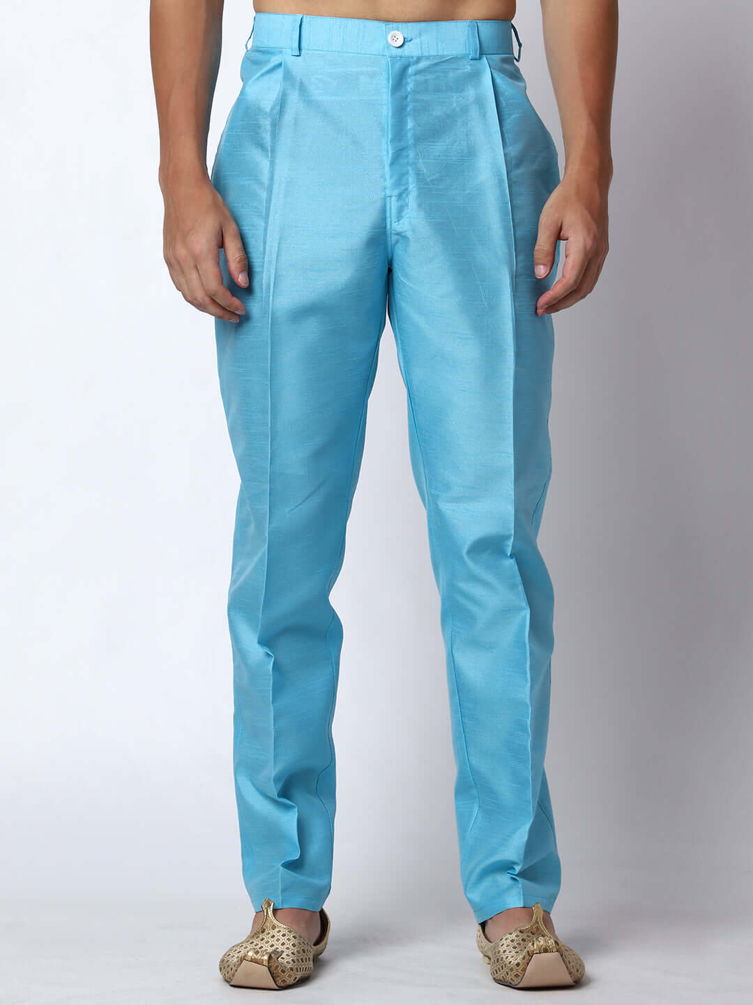 Blue kurta with white nehru jacket for men which is made up of jacquard silk and has floral motifs on it.  Shop this designer wedding kurta jacket set for male from Crease India website.