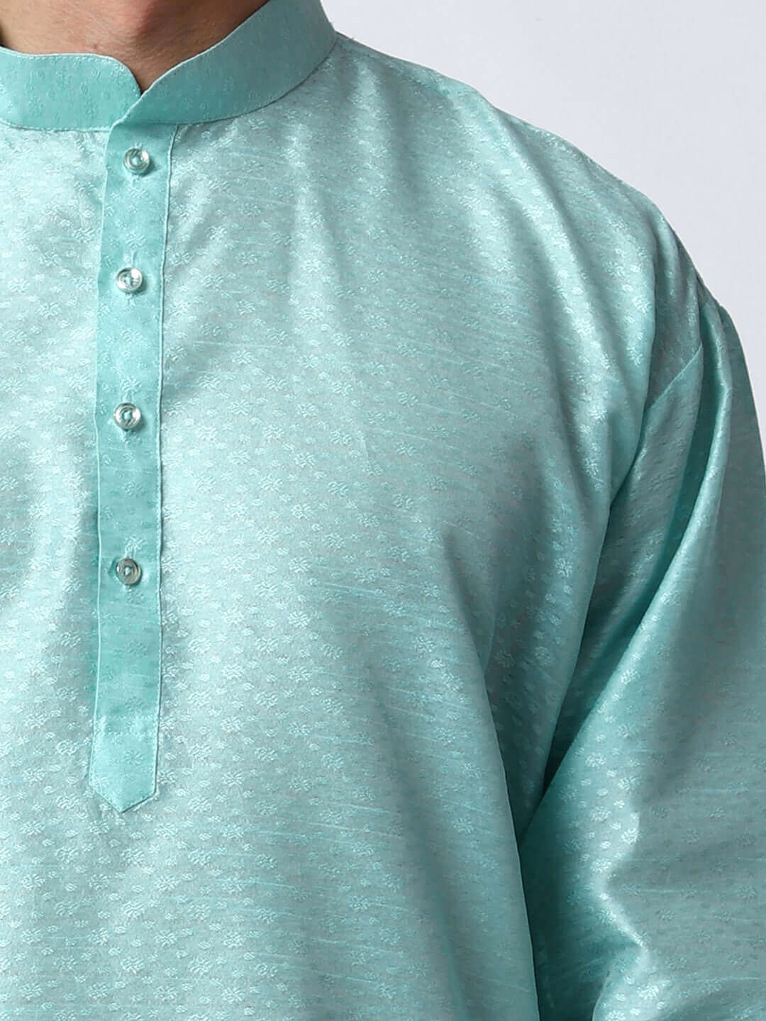 Blue Silk Kurta for Men, perfect for Indian wedding functions, festivals, casual outings, office ethnic day wear, and other occasions. Shop this jacquard silk kurta for male on Crease India Website.