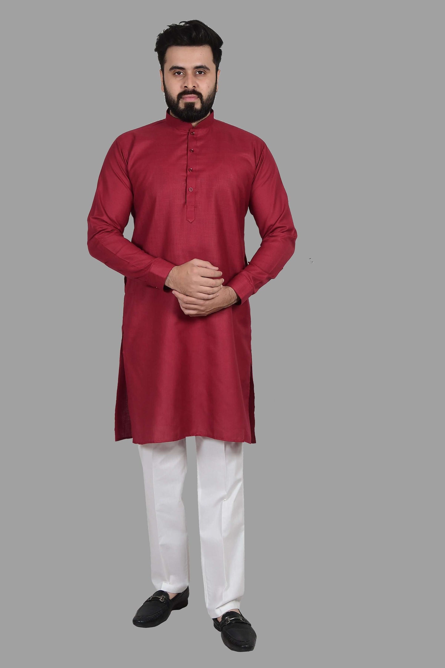 Solid Red Plain kurta for Men which is made up of premium cotton is perfect for daily wear and wedding functions. Shop this solid red plain wedding cotton kurta for male from Crease India website.