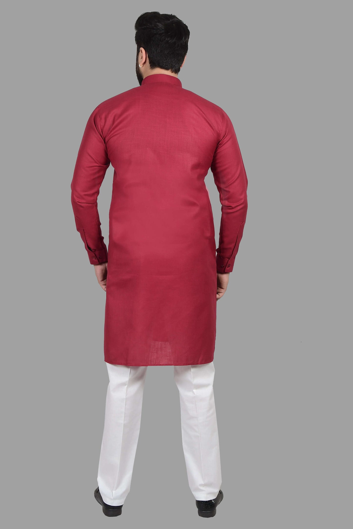 Solid Red Plain kurta for Men which is made up of premium cotton is perfect for daily wear and wedding functions. Shop this solid red plain wedding cotton kurta for male from Crease India website.