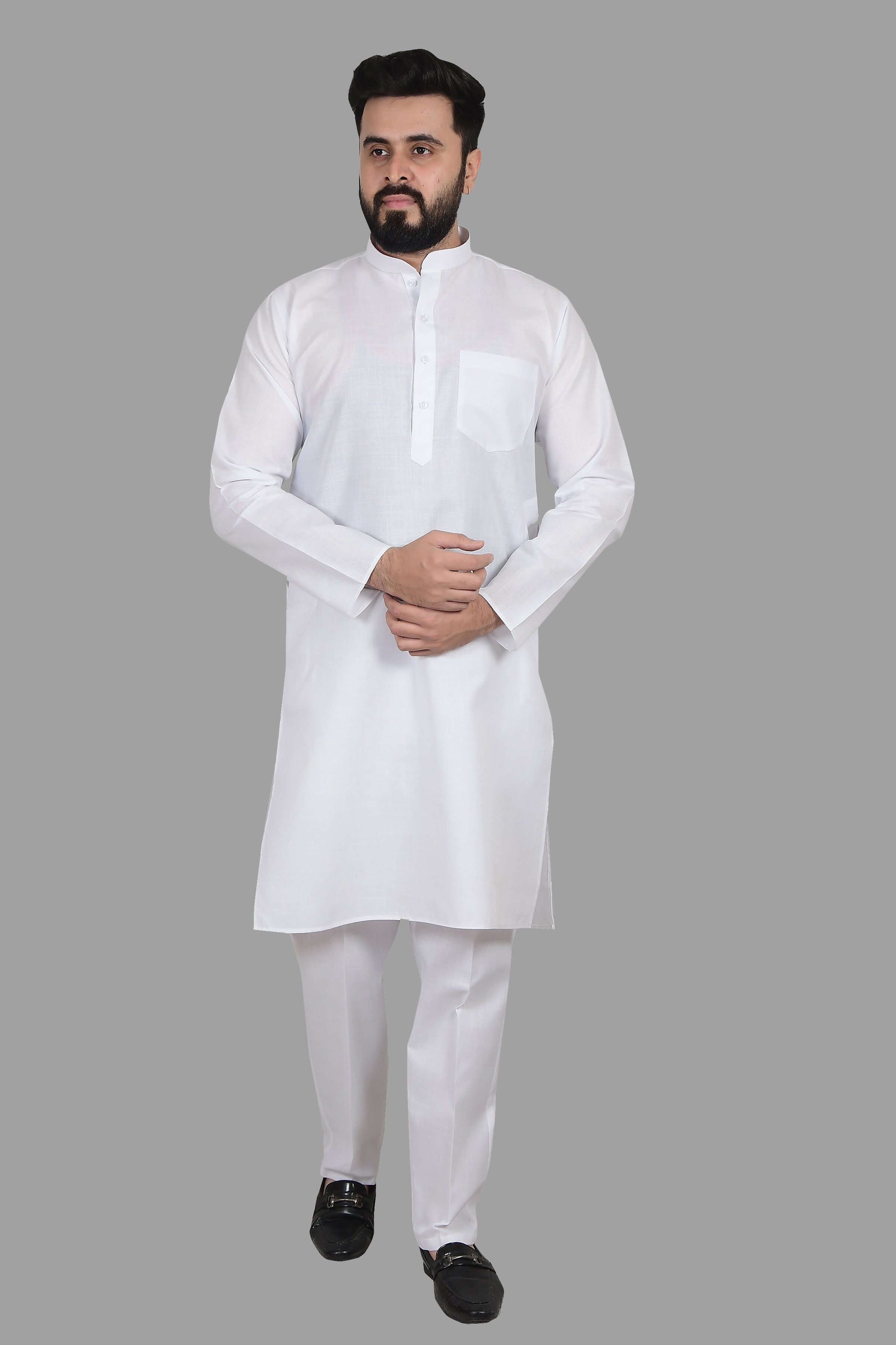 Solid White Plain kurta for Men which is made up of premium cotton is perfect for daily wear and wedding functions. Shop this solid white plain wedding cotton kurta for male from Crease India website.