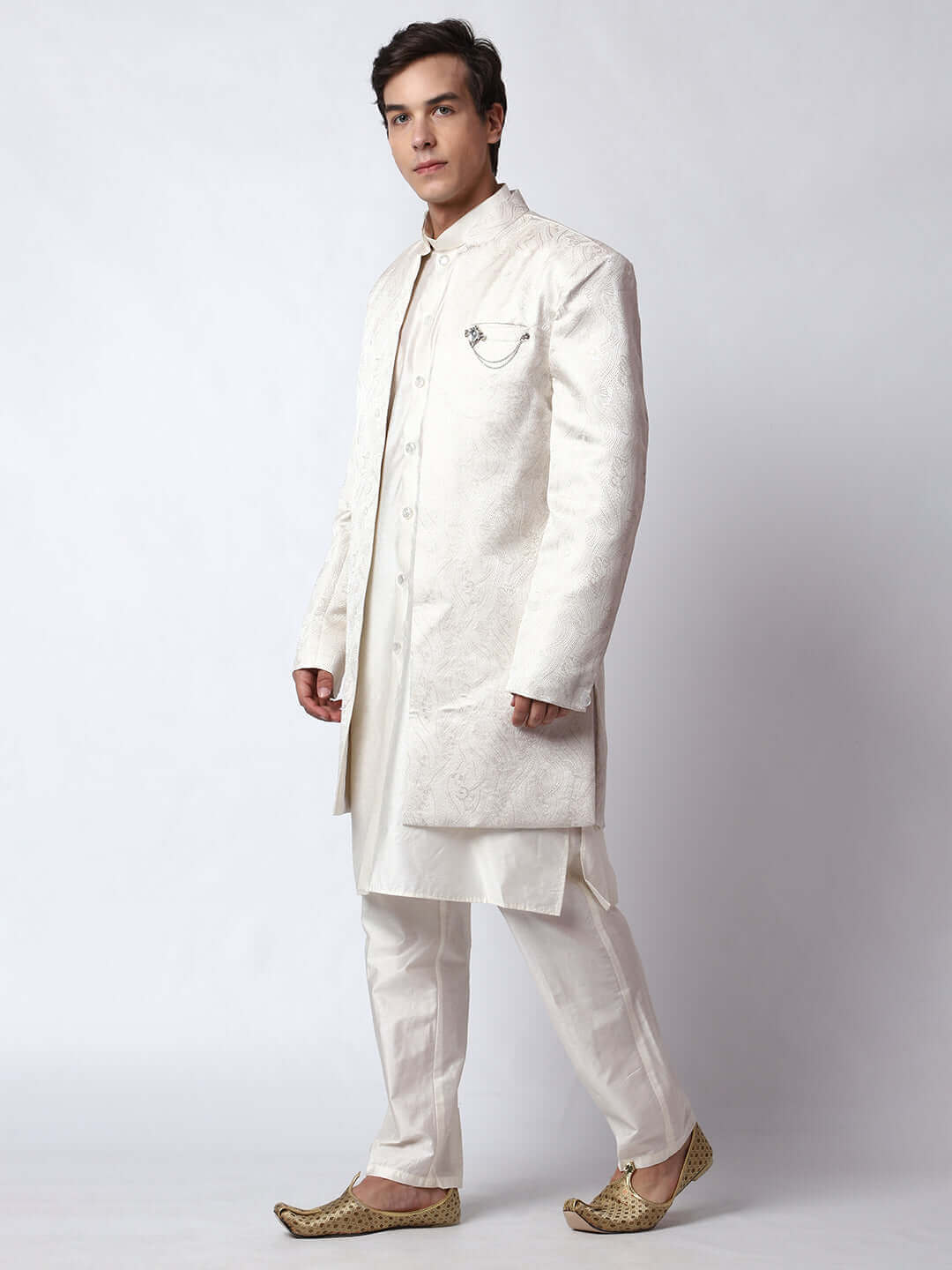 Ivory Off-White Indo Western Dress for Men 36 - Main Image