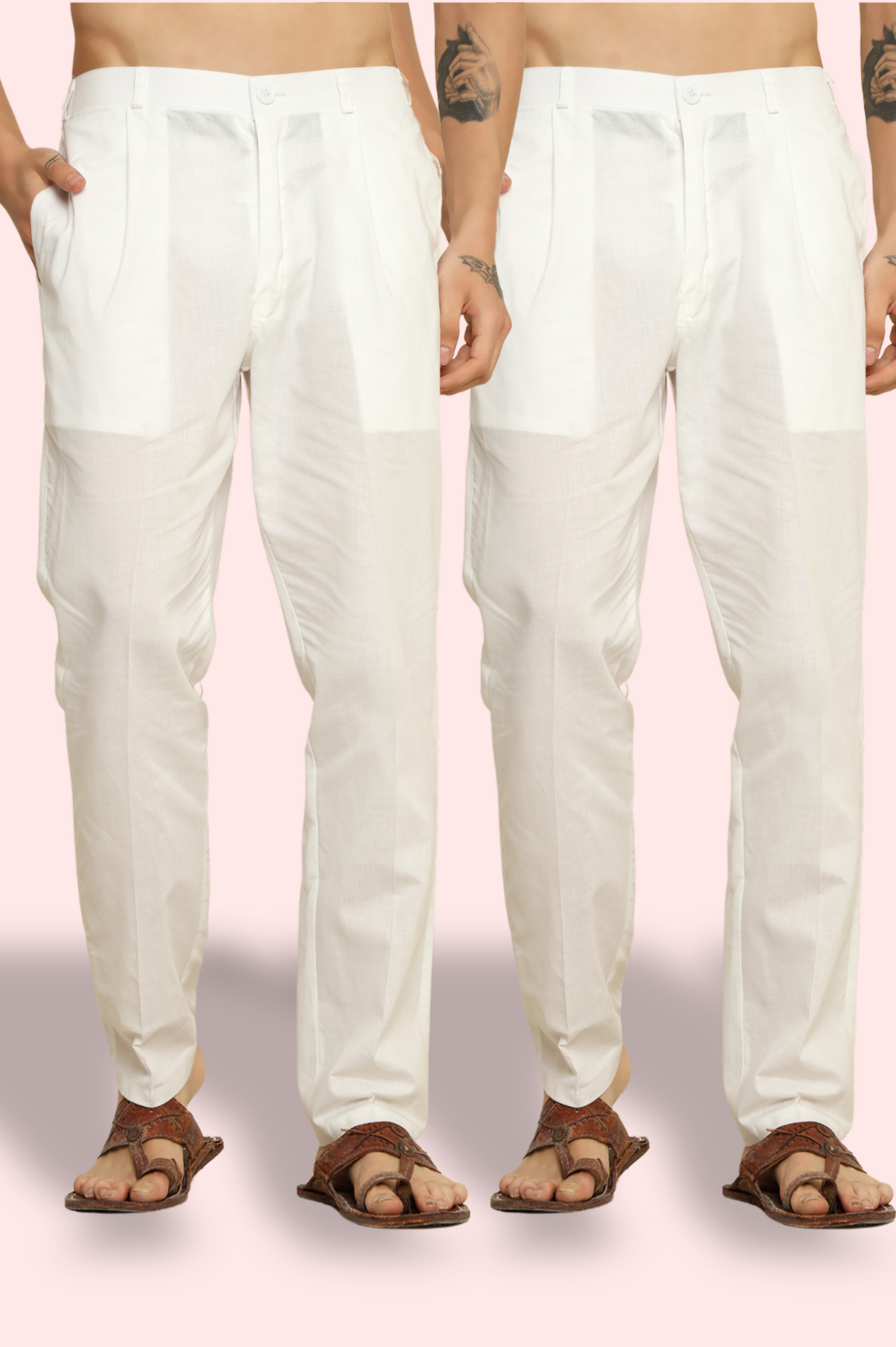 Multipurpose White Cotton Pant for Men- can be paired with kurta or shirt. Perfect for wedding wear or nightwear.