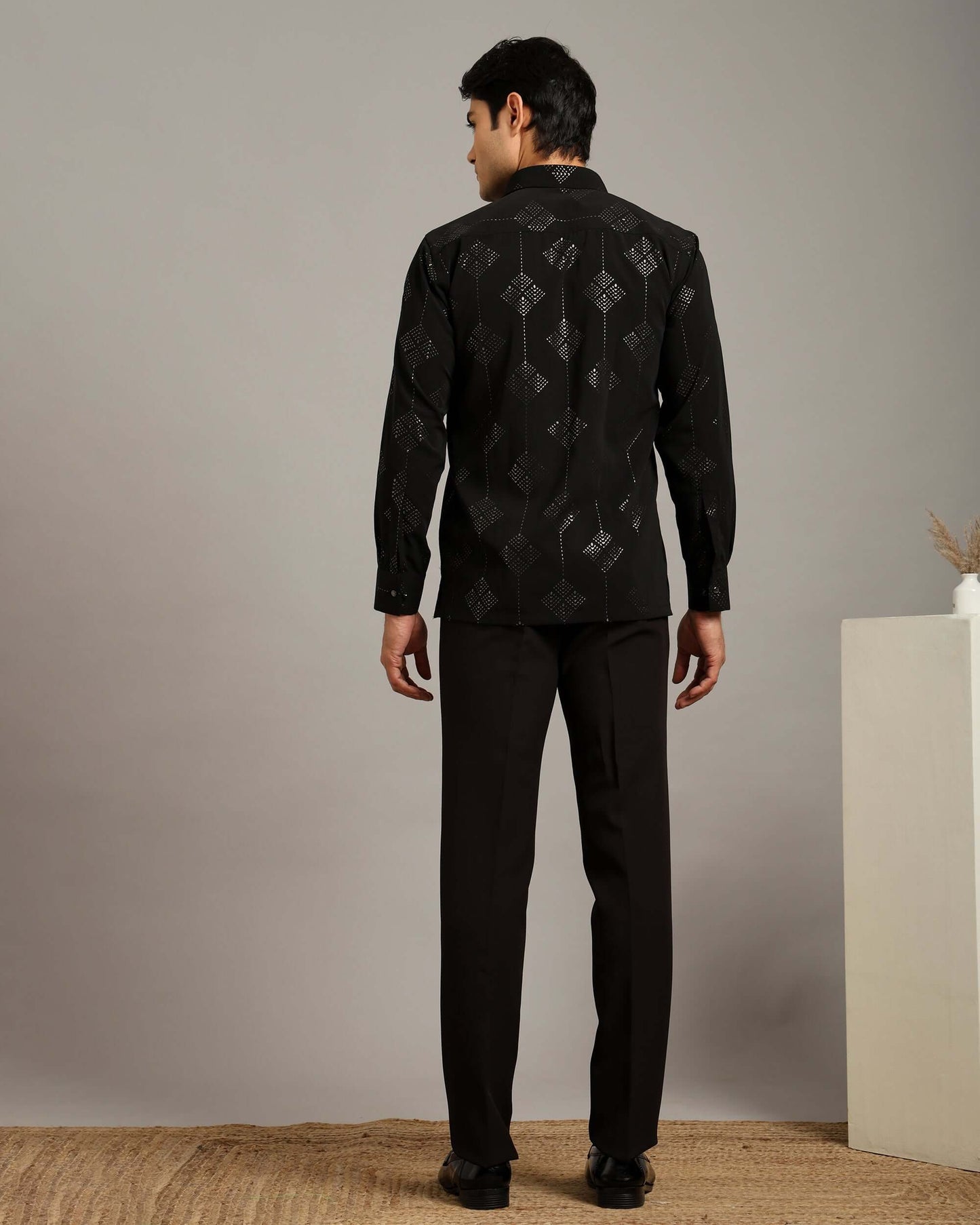 Aarv Printed Black Party Shirt for Men
