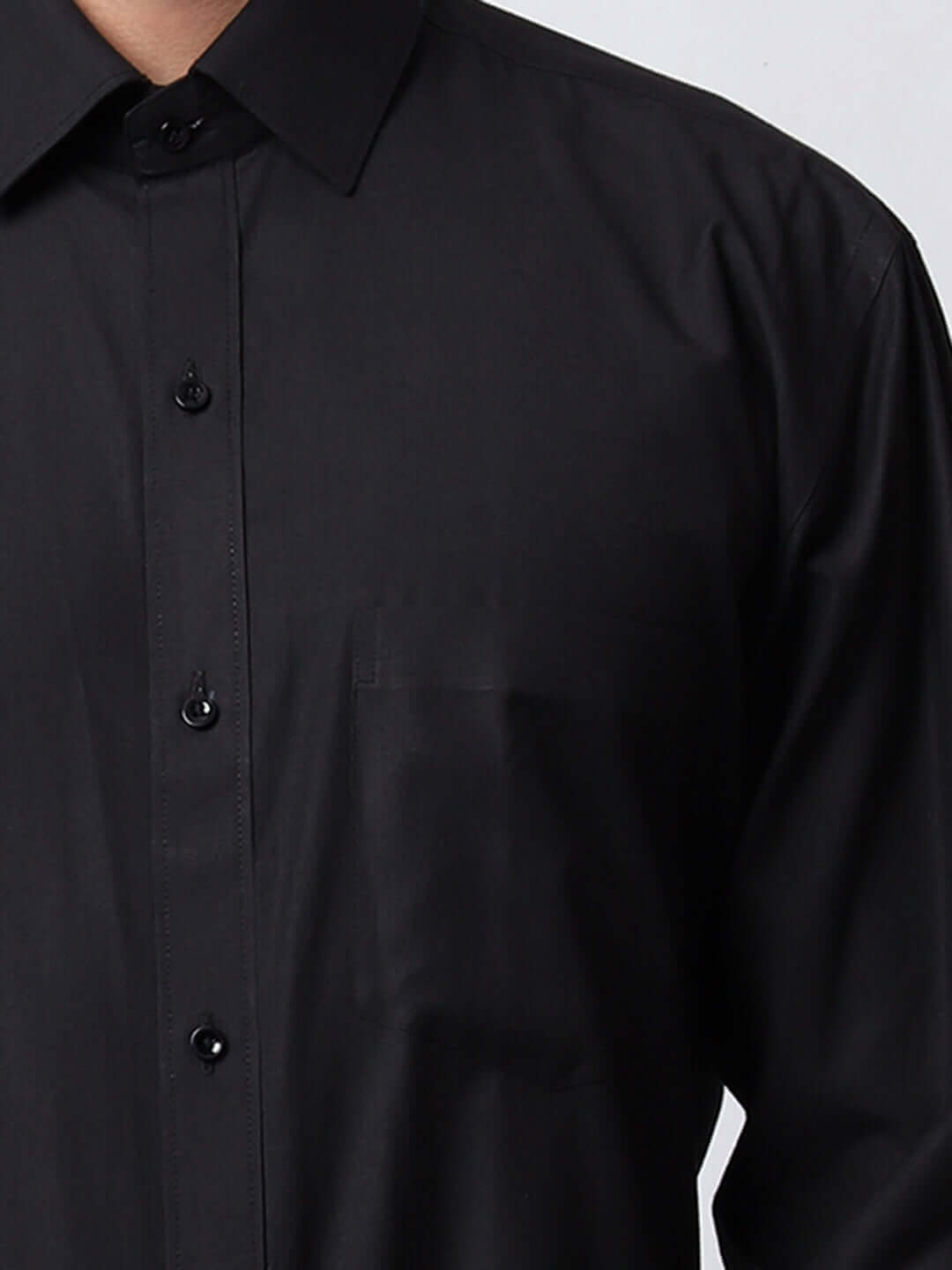 Classic Black Formal Shirt for Men, perfect for daily office wear and business meetings. Perfect black cotton shirt for men by Crease India.