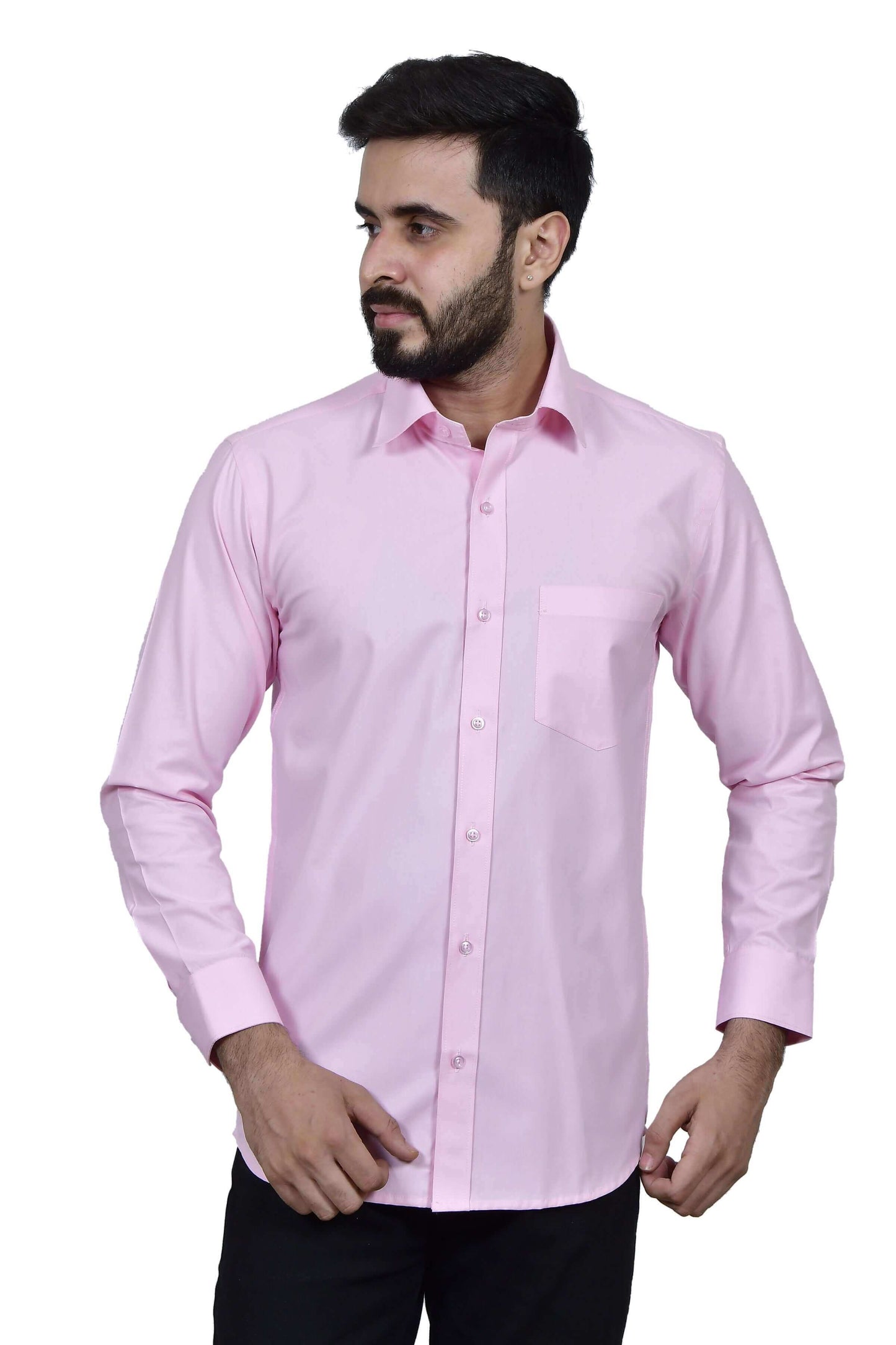 Pink Formal Cotton Shirt for Men, made of high quality cotton. Perfect pink formal wear cotton shirt for daily office wear and formal occasions by Crease India.