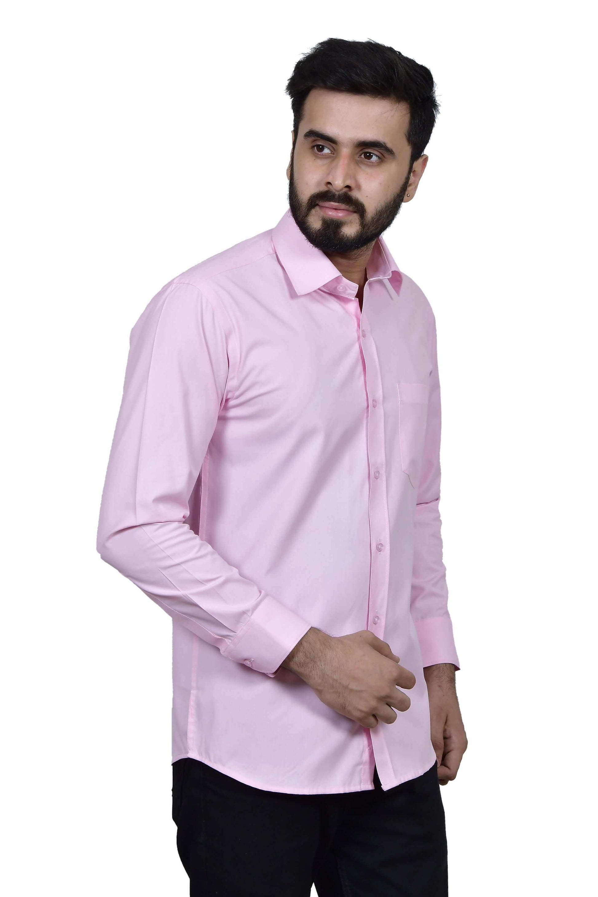 Pink Formal Cotton Shirt for Men, made of high quality cotton. Perfect pink formal wear cotton shirt for daily office wear and formal occasions by Crease India.