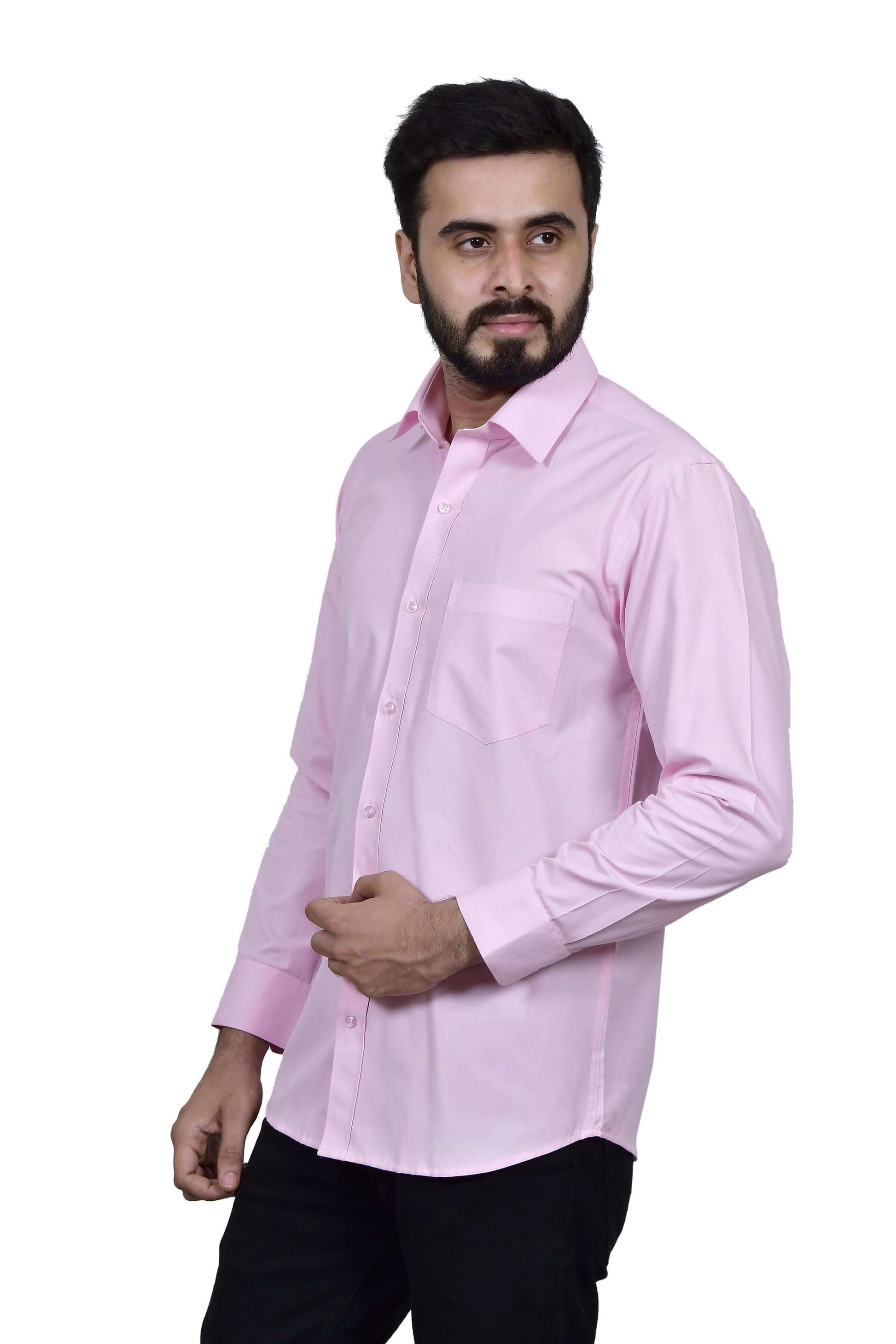 Pink Formal Cotton Shirt for Men, made of high quality cotton. Perfect pink formal wear cotton shirt for daily office wear and formal occasions by Crease India.