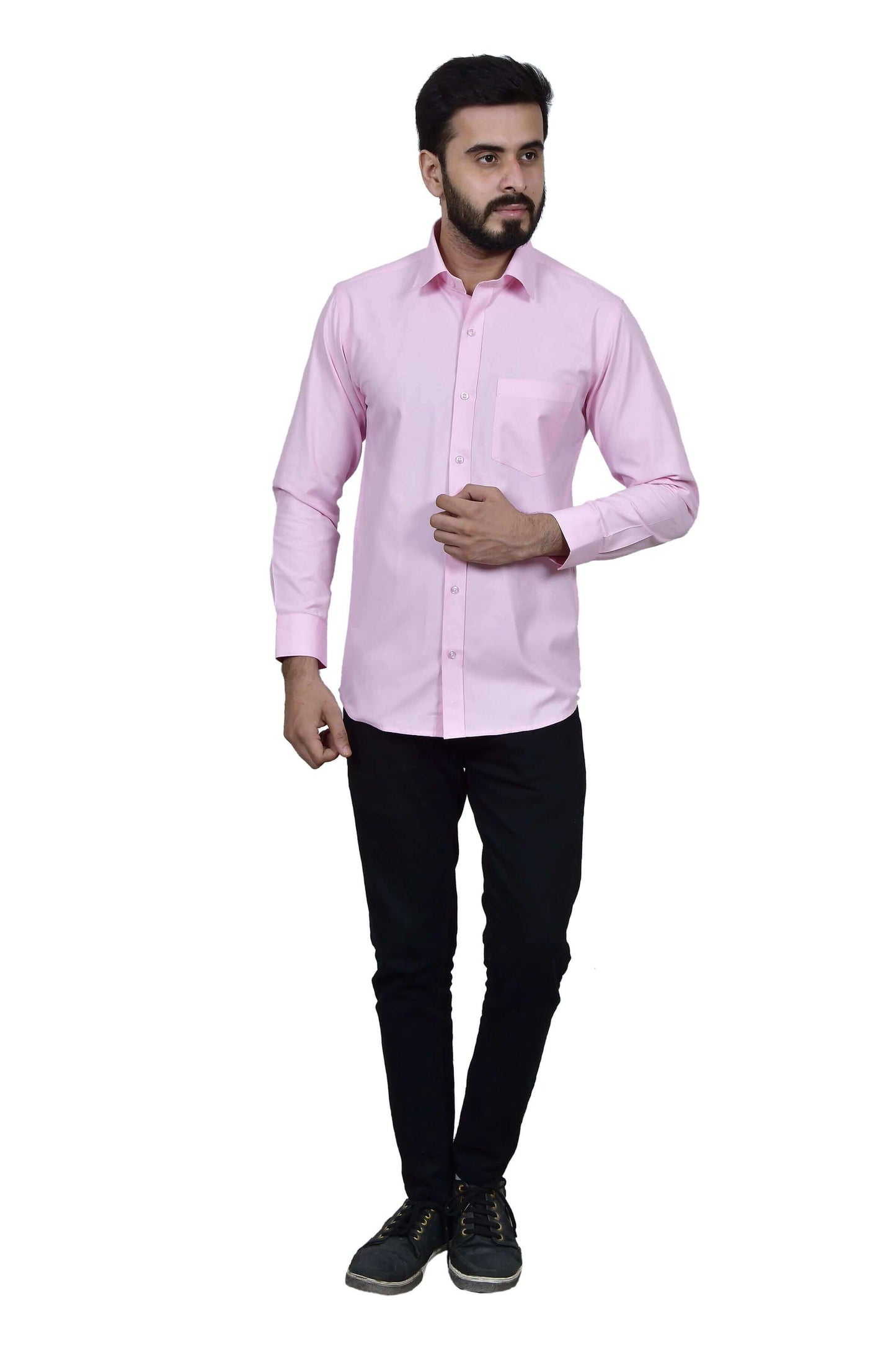 Pink Formal Cotton Shirt for Men, made of high quality cotton. Perfect pink formal wear cotton shirt for daily office wear and formal occasions by Crease India.