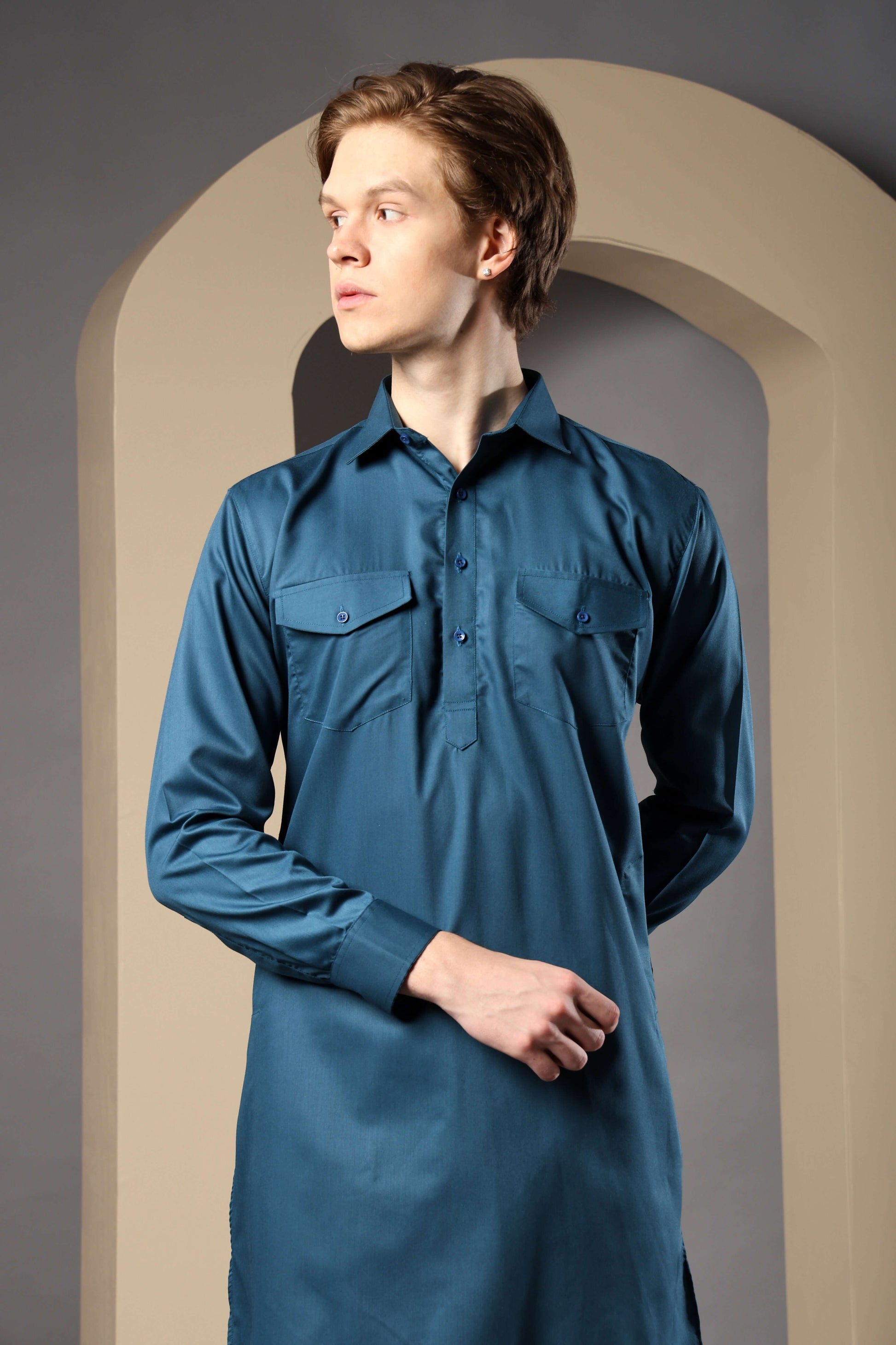 Blue Pathani Kurta for Men by Crease India – perfect men's pathani kurta for eid, friday prayers, dinner parties & even dailywear. Buy stylish men's blue pathani kurta online.