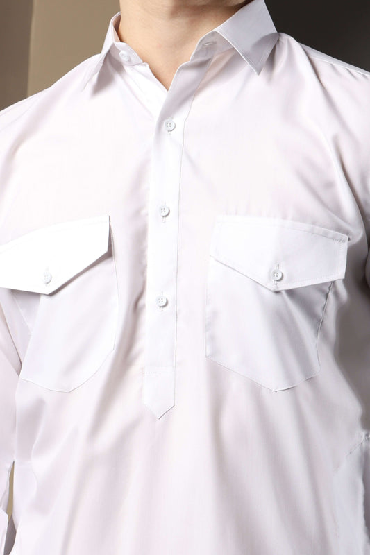 White Pathani Kurta for Men by Crease India – perfect men's pathani kurta for eid, friday prayers, dinner parties & even dailywear. Buy stylish men's white pathani kurta online.