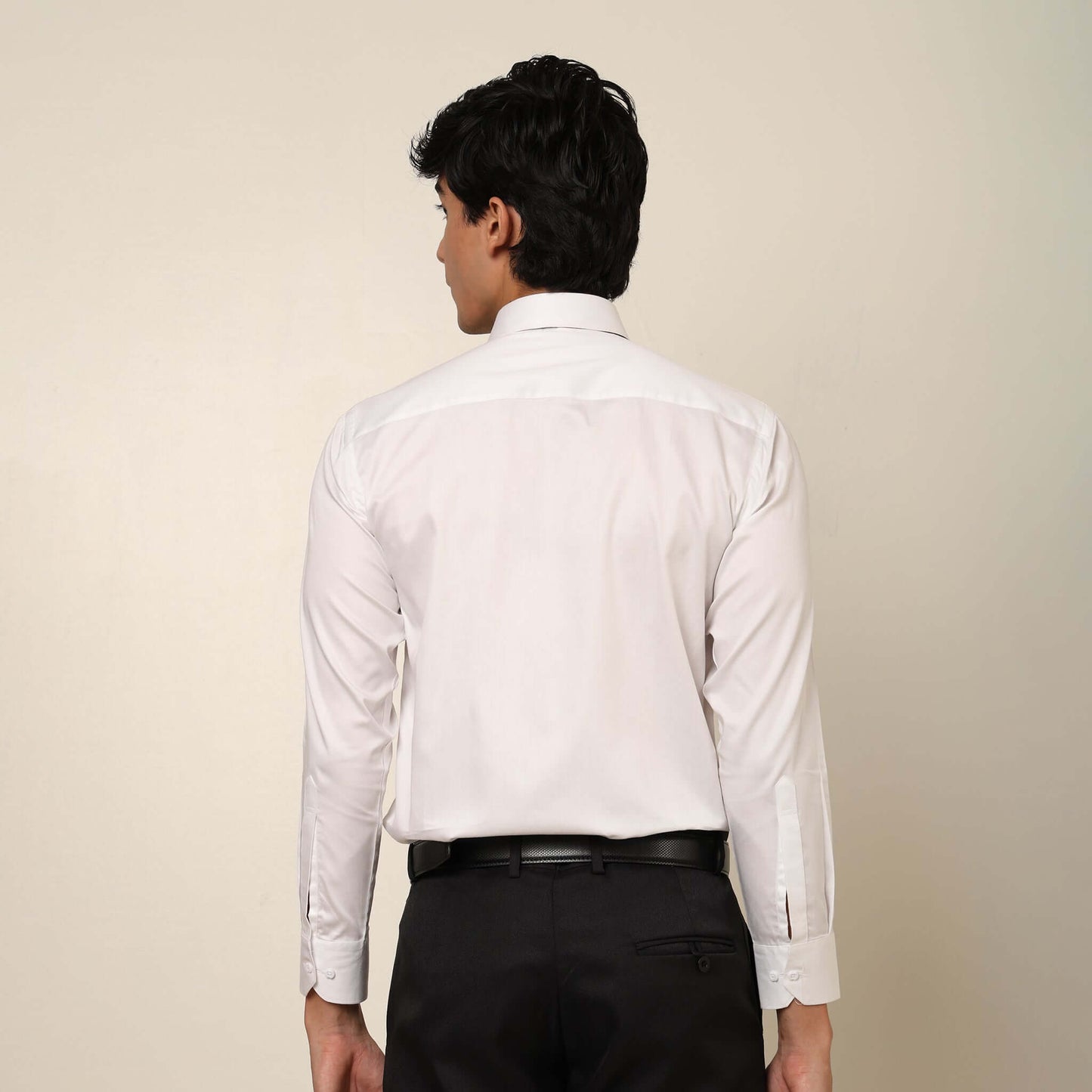 Skyline Designer White Tuxedo Shirt for Men which is made up of cotton and has pleated work at the front. Perfect designer formal wear white shirt for weddings and black tie events by Crease India.