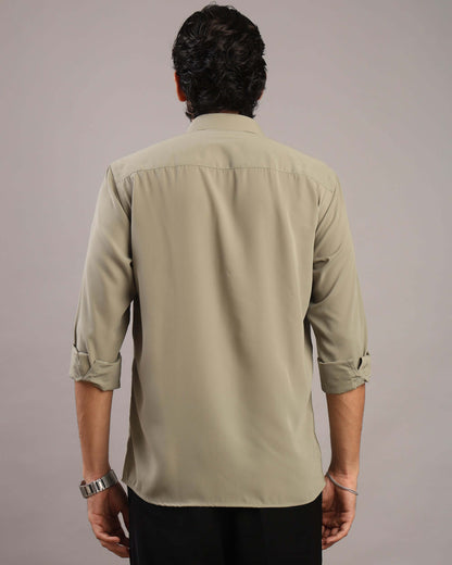 Men’s Sage Olive Solid Korean Party Wear Shirt | Crease India