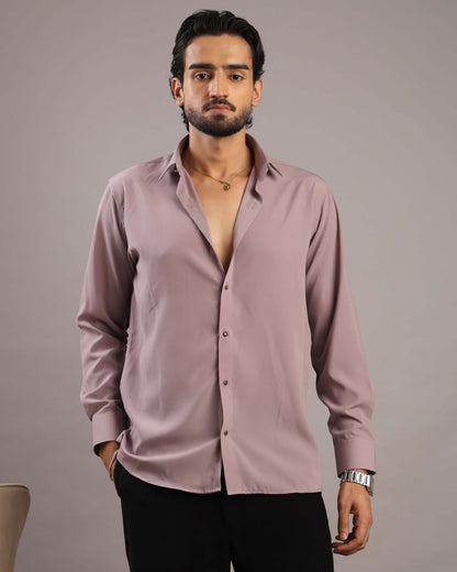 Men’s Dusty Pink Solid Korean Party Wear Shirt | Crease India