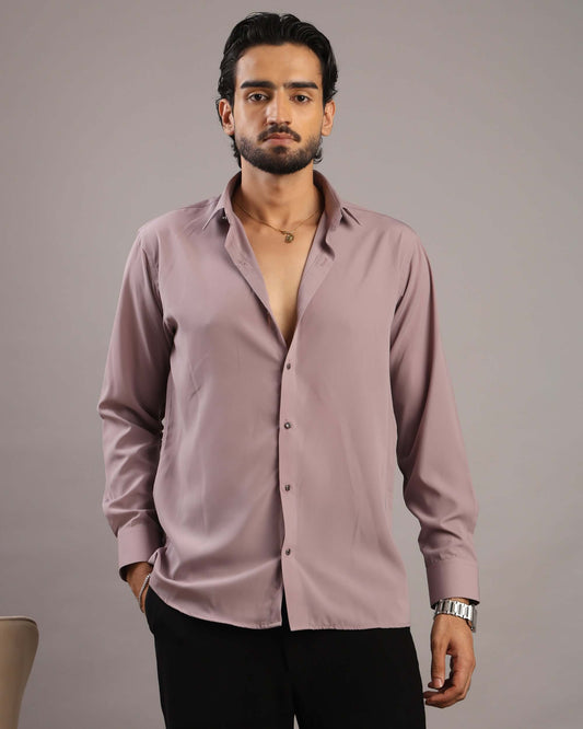 Men’s Dusty Pink Solid Korean Party Wear Shirt | Crease India