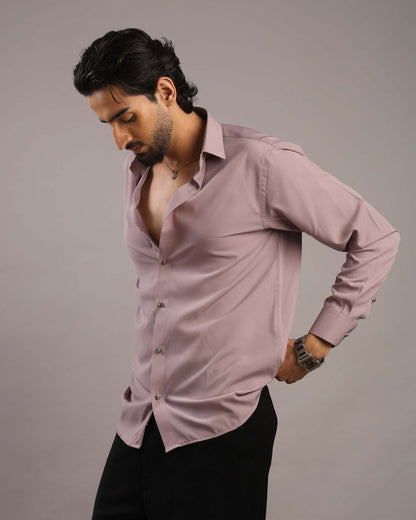 Men’s Dusty Pink Solid Korean Party Wear Shirt | Crease India