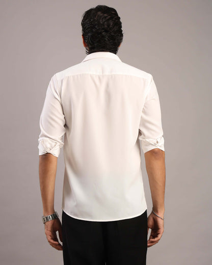 Men’s White Solid Korean Party Wear Shirt | Crease India