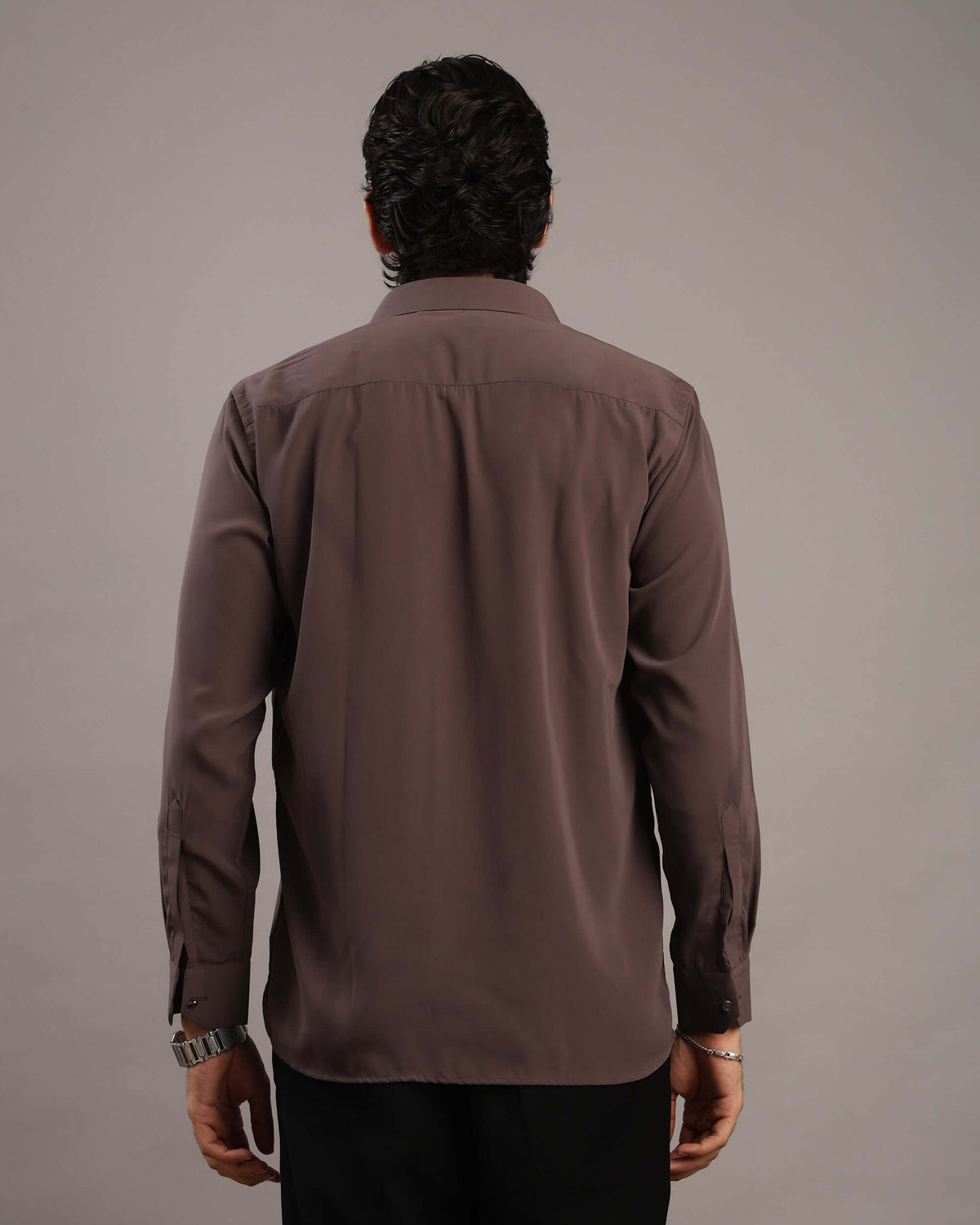 Men’s Dark Grey Solid Korean Party Wear Shirt | Crease India
