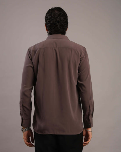Men’s Dark Grey Solid Korean Party Wear Shirt | Crease India