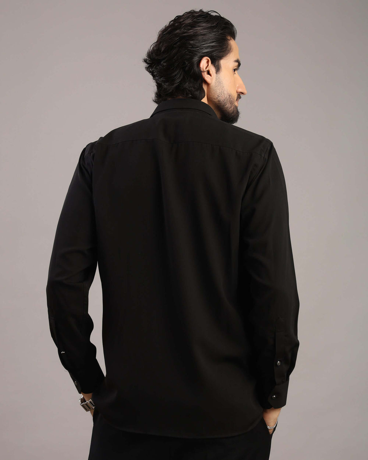 Silver Stallion Black Party Wear Shirt for Men