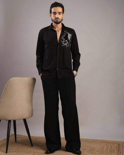 Silver Stallion Black Party Wear Shirt for Men