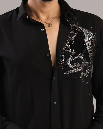 Silver Stallion Black Party Wear Shirt for Men