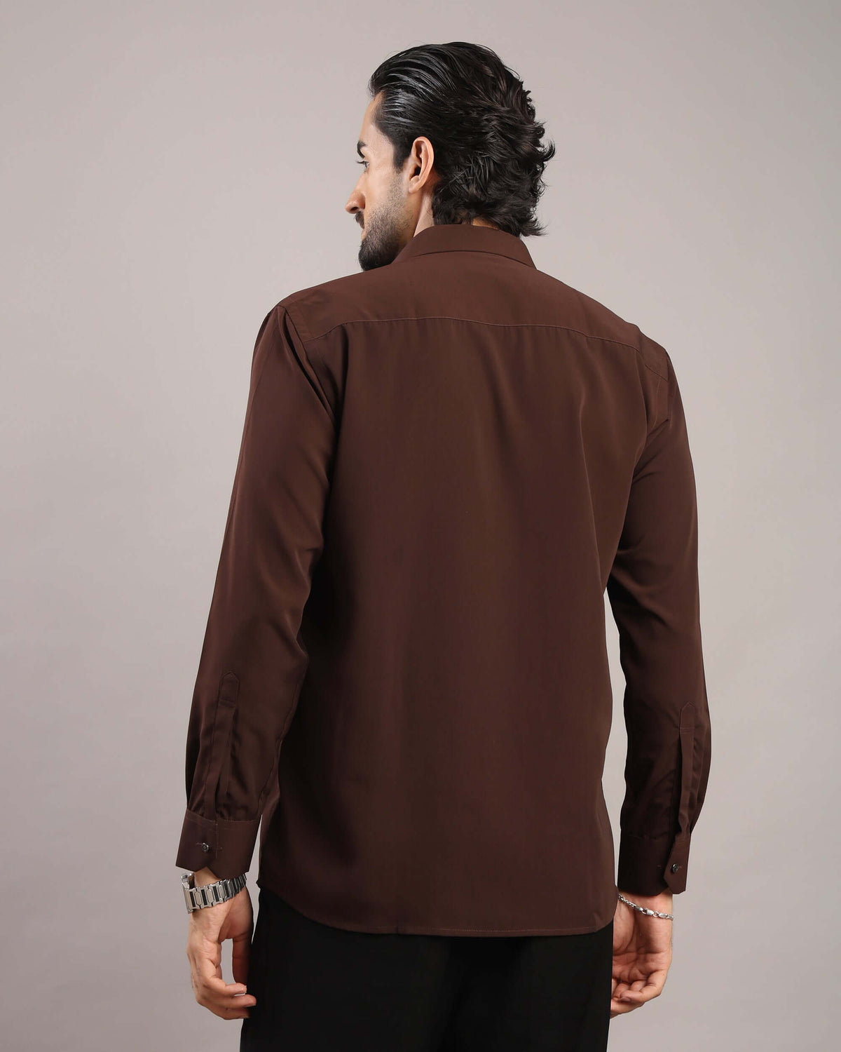 Men’s Dark Brown Solid Korean Party Wear Shirt | Crease India