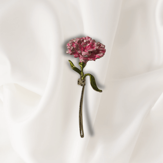 Men's Pink Flower Brooch Lapel Pin on white fabric background, perfect for suits and ethnic wear.