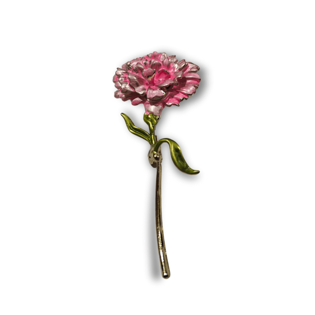 Men's Pink Flower Brooch Lapel Pin with enamel flower and metal stem for tuxedos and ethnic wear