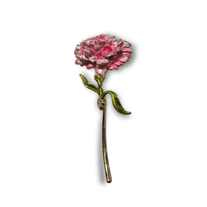 Men's Pink Flower Brooch Lapel Pin with enamel flower and metal stem for tuxedos and ethnic wear