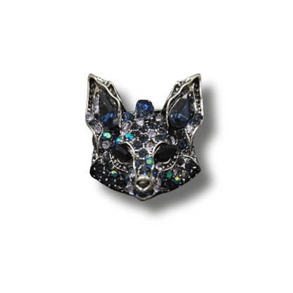 Men's Fox Face Brooch Lapel Pin featuring a bold enamel design with sparkling details.