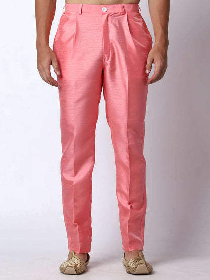 Fuchsia Pink Indo Western Dress for men which is made up of jacquard silk perfect for Indian weddings. Shop this mens indo western dress from Crease India website.