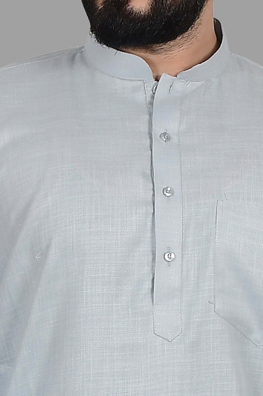 Solid Grey Plain kurta for Men which is made up of premium cotton is perfect for daily wear and wedding functions. Shop this solid grey plain wedding cotton kurta for male from Crease India website.