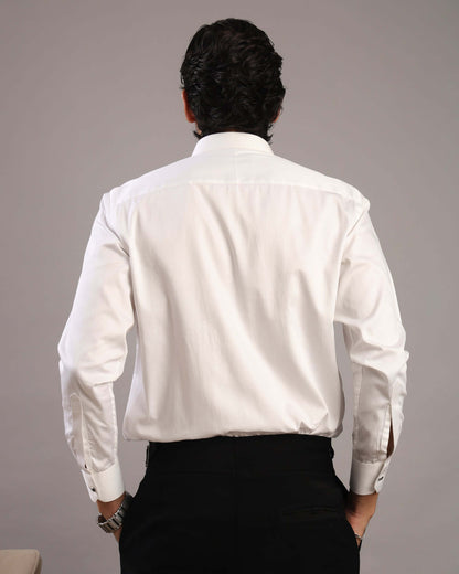 Back view of Men’s Ripple White Formal Tuxedo Shirt by Crease India