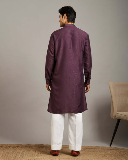 Crease India Pratha Sequin Embroidery Work Wine Wedding Kurta for Men, perfect men’s kurta for wedding reception, sangeet night, engagement ceremony and Indian cultural event, worldwide delivery available.