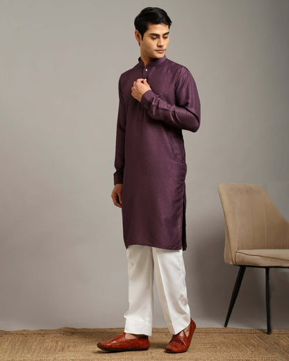 Crease India Pratha Sequin Embroidery Work Wine Wedding Kurta for Men, perfect men’s kurta for wedding reception, sangeet night, engagement ceremony and Indian cultural event, worldwide delivery available.