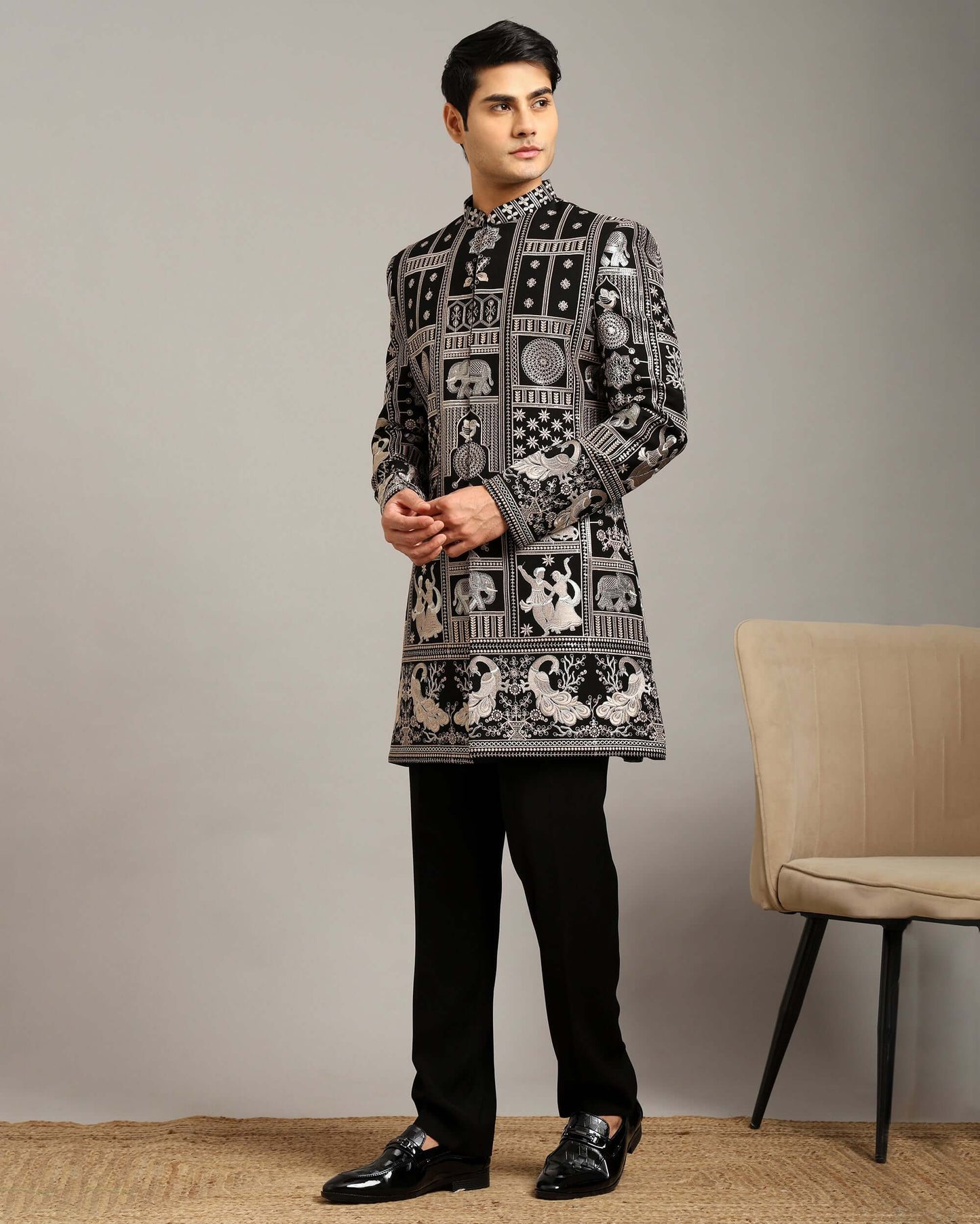 Kosha Heritage Black Indo Western Dress for Men
