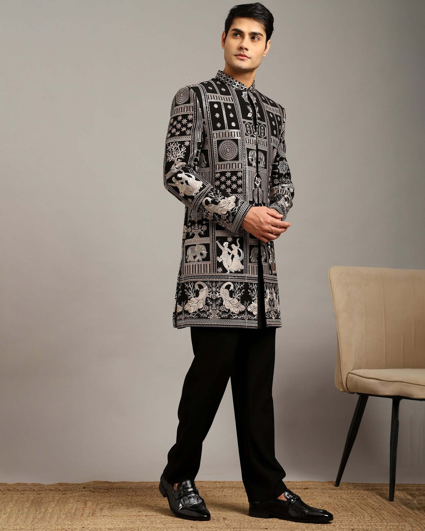 Kosha Heritage Black Indo Western Dress for Men