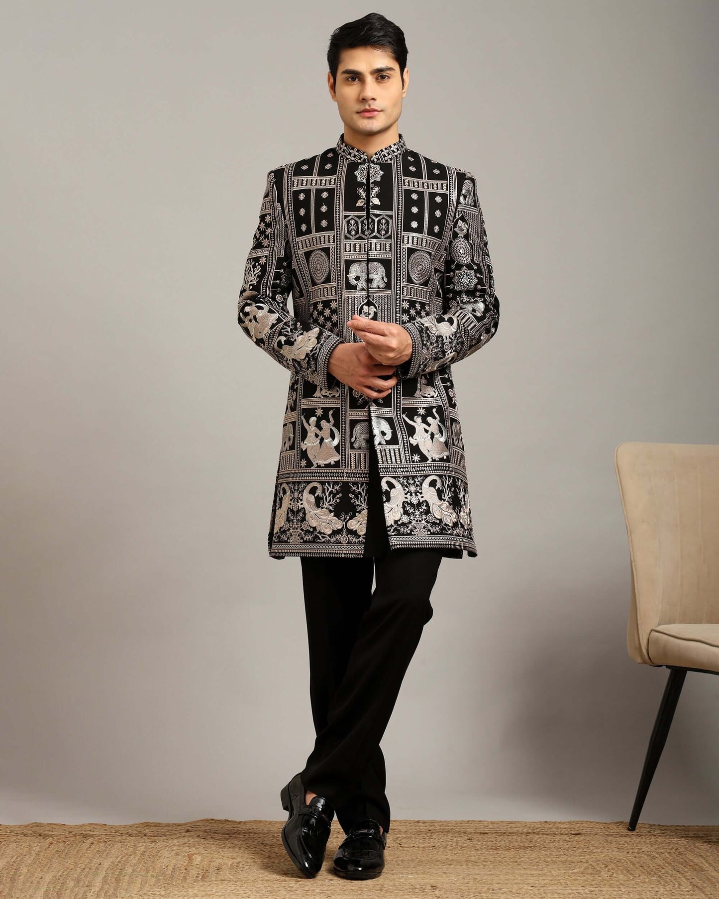 Kosha Heritage Black Indo Western Dress for Men