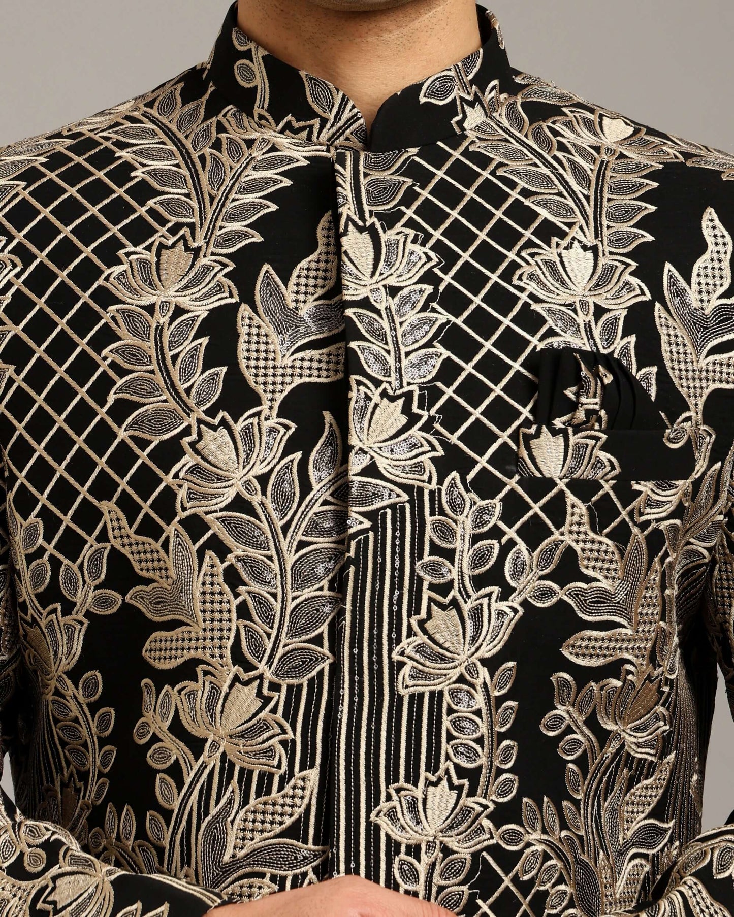 Kosha Floral Black Indo Western Dress for Men