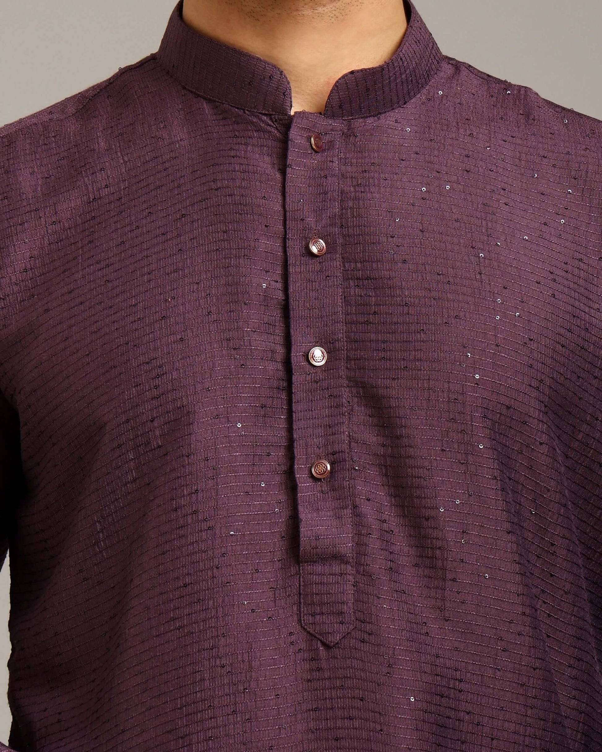 Crease India Pratha Sequin Embroidery Work Wine Wedding Kurta for Men, perfect men’s kurta for wedding reception, sangeet night, engagement ceremony and Indian cultural event, worldwide delivery available.