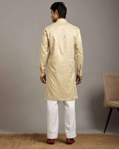 Noor Ivory Engagement Kurta for Men with Embroidery Work